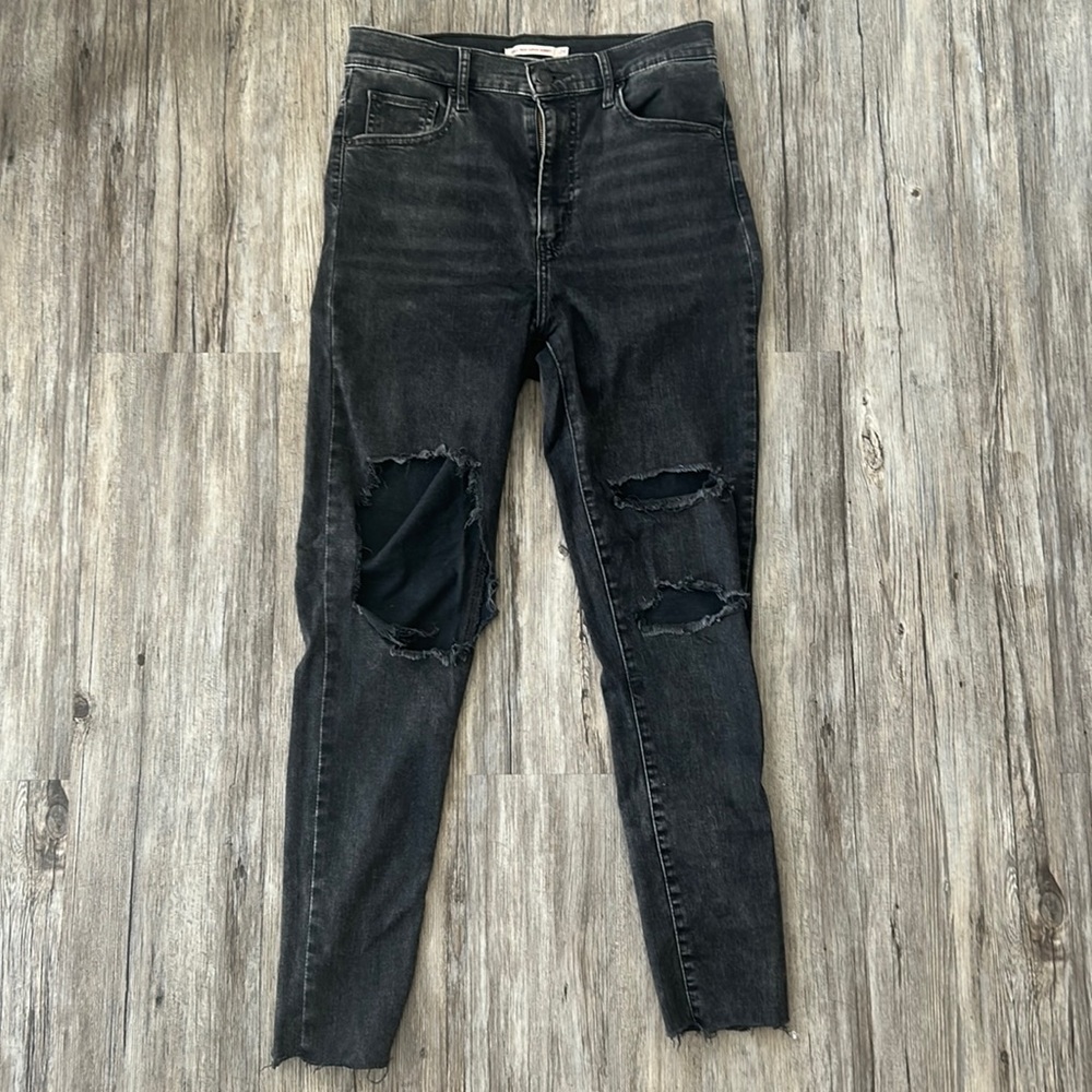 Levi’s Mile High Super Skinny Black Ripped Jeans